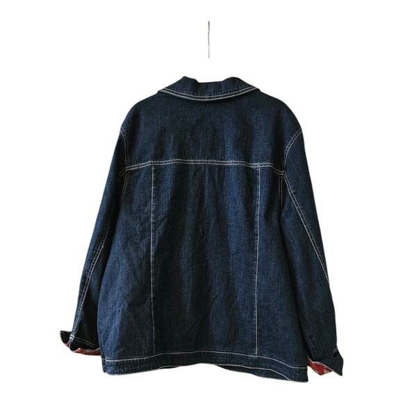 Sag Harbor Sport Woman 16W Denim Blue Jean Jacket Pockets Stitch Detail - Picture 2 of 9